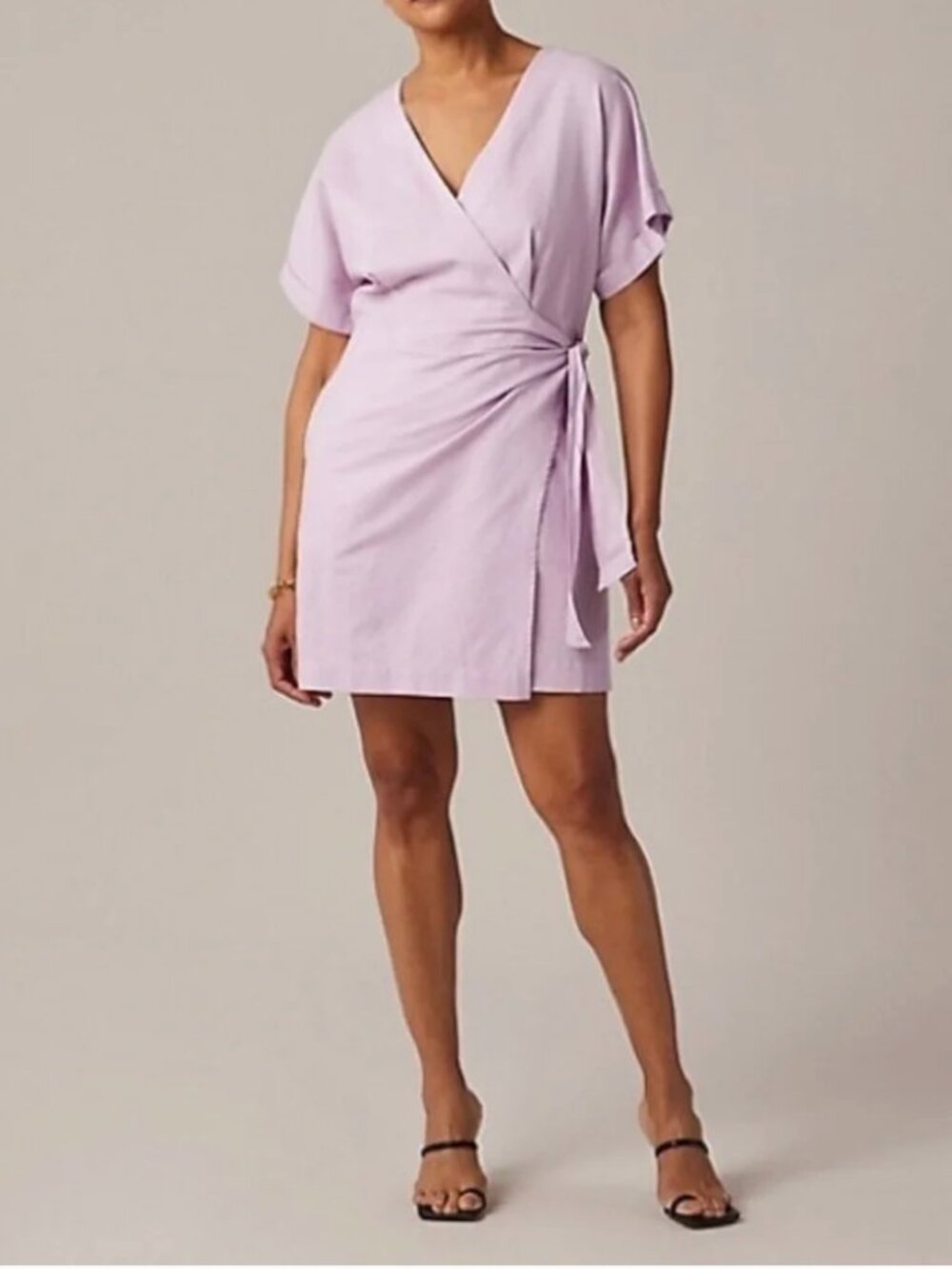 Hudson Lilac Linen Blend Wrap Midi Dress Plus Size 2X Summer Cottagecore Purple